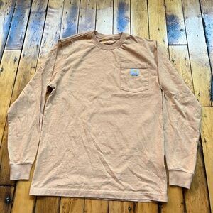 Carhartt Men’s Small Original Fit Long Sleeve Shirt Pocket Tee Orange Cotton